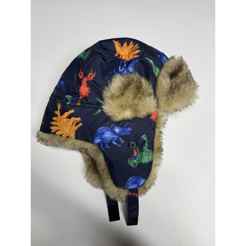 Childrens Place Trapper Hat Size Large (4T-5T) Dinosaurs NWT Winter Warm Soft